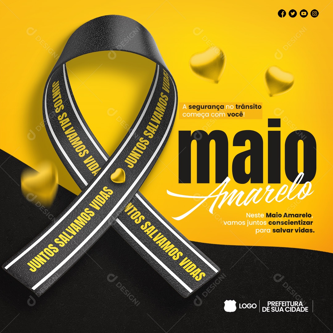 Social Media Maio Amarelo Para Salvar Vidas PSD Editavel