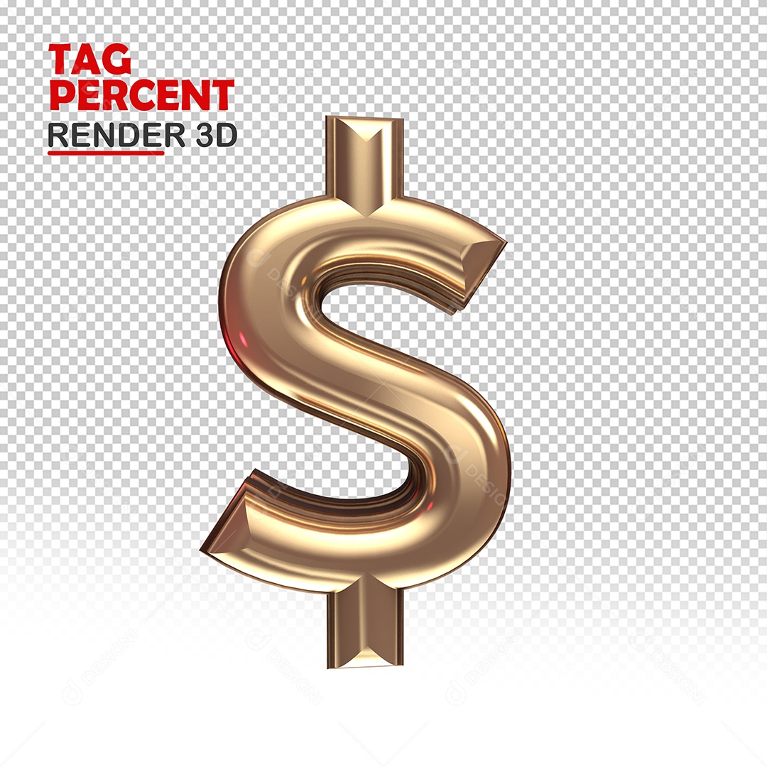 Elemento 3D Símbolo De Dinheiro  Para Composição PSD