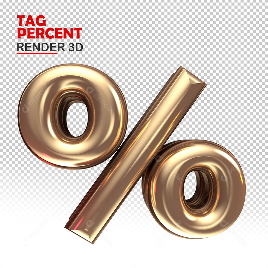 Elemento 3D Símbolo De Porcentagem Para Composição PSD