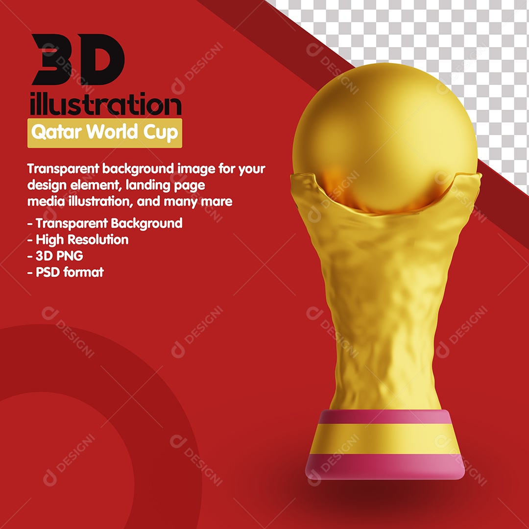 Elemento 3D Taça Da Copa do Mundo Para Composição PSD