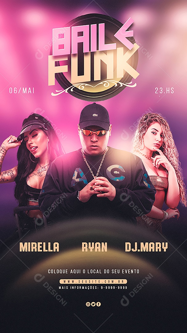 Social Media Story Flyer Evento Baile Funk PSD Editavel