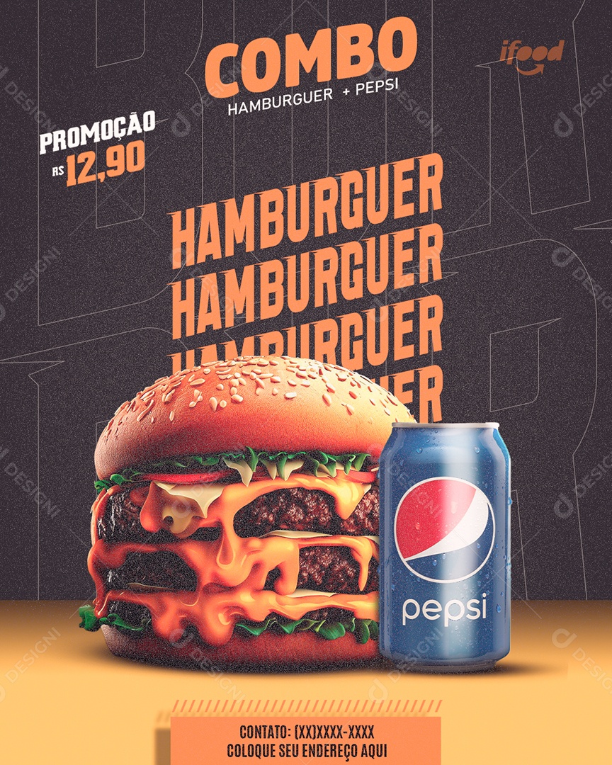 Social Media Feed Combo De Hamburguer PSD Editavel