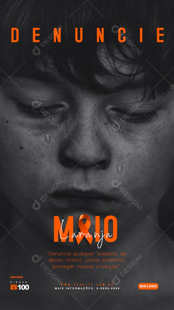 Social Media Story Maio Laranja Denuncie Qualquer Suspeita PSD Editavel