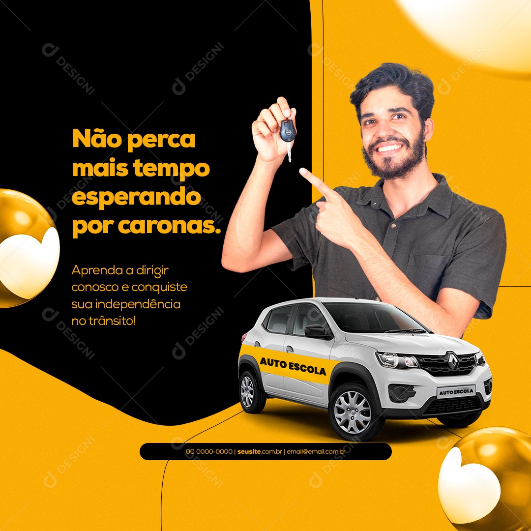 Aprenda a Dirigir Conosco Autoescola Social Media PSD Editável