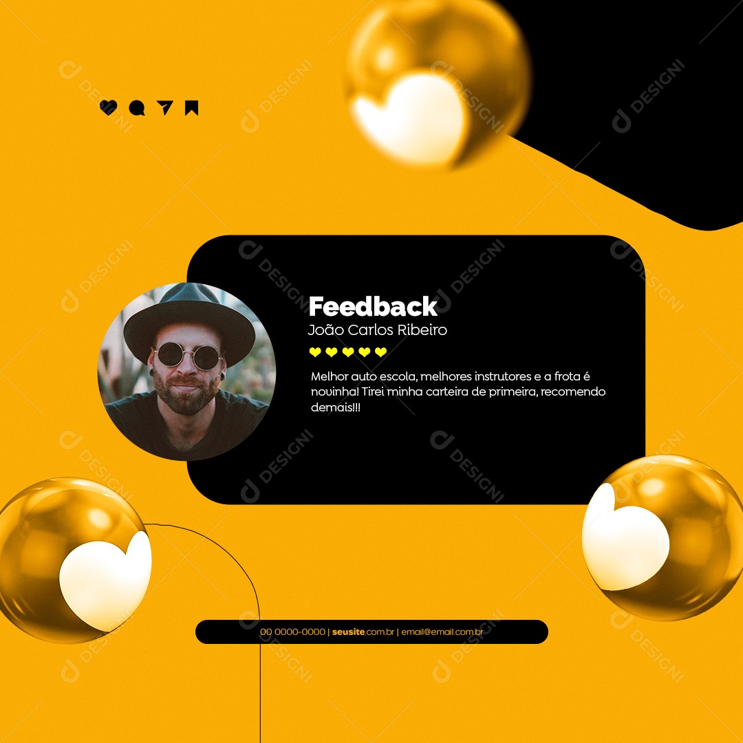 Feedback Autoescola Social Media PSD Editável