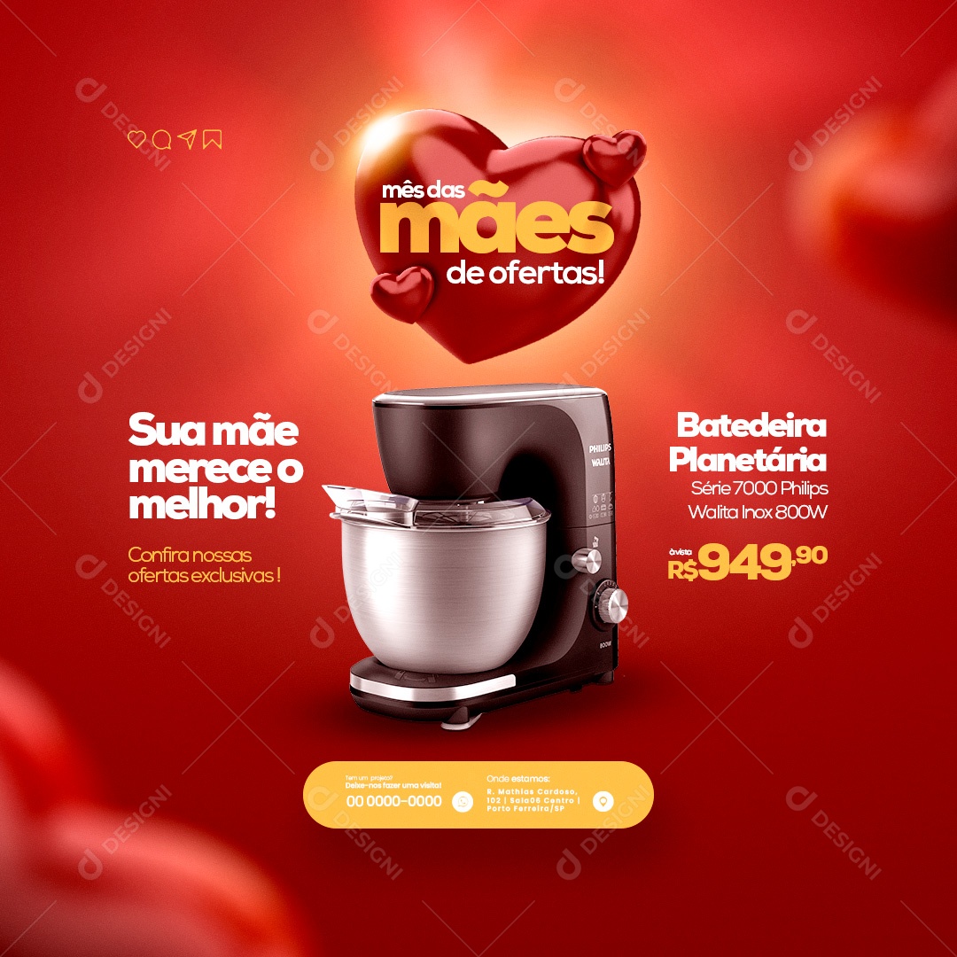 Mês das Mães de Ofertas! Social Media PSD Editável