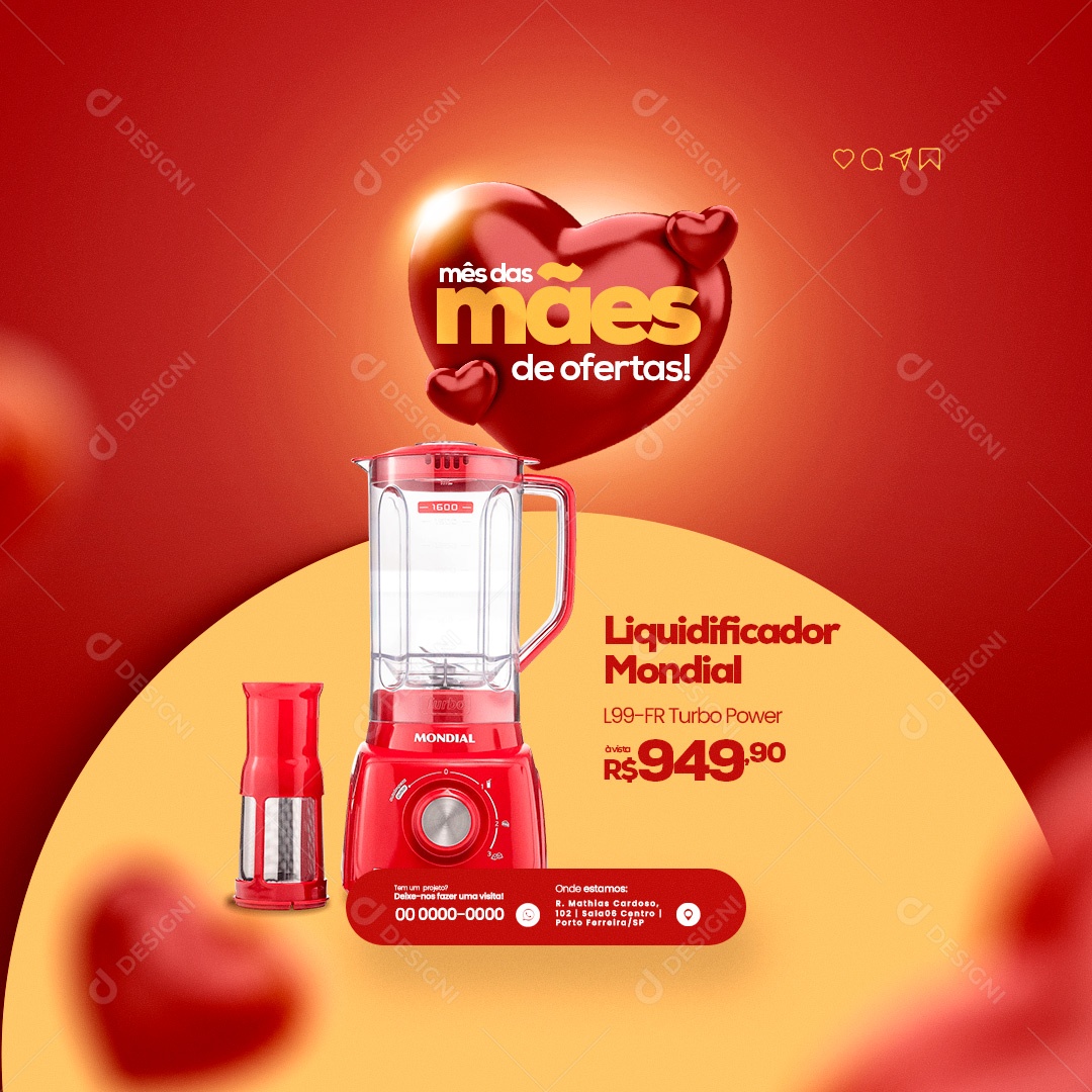 Mês das Mães de Ofertas! Liquidificador Social Media PSD Editável