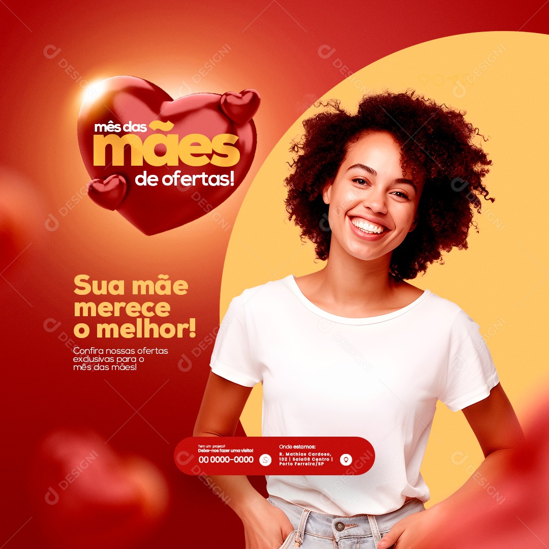 Sua Mãe Merece o Melhor! Mês das Mães de Ofertas Social Media PSD Editável