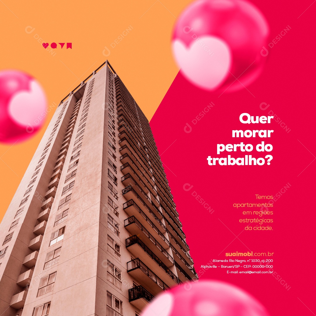 Quer Morar Perto do Trabalho? Imobiliária Social Media PSD Editável