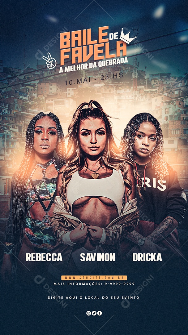 Social Media Story Flyer Baile De Favela A Melhor Da Quebrada PSD Editável