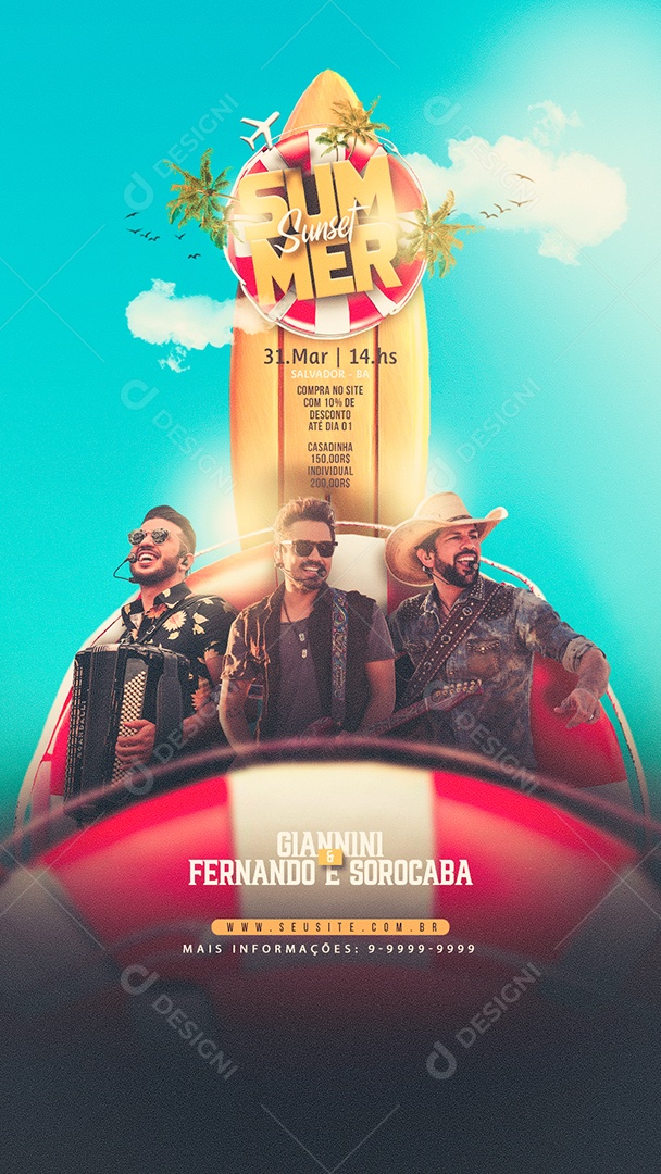 Social Media Story Flyer Evento Summer Sunset PSD Editavel