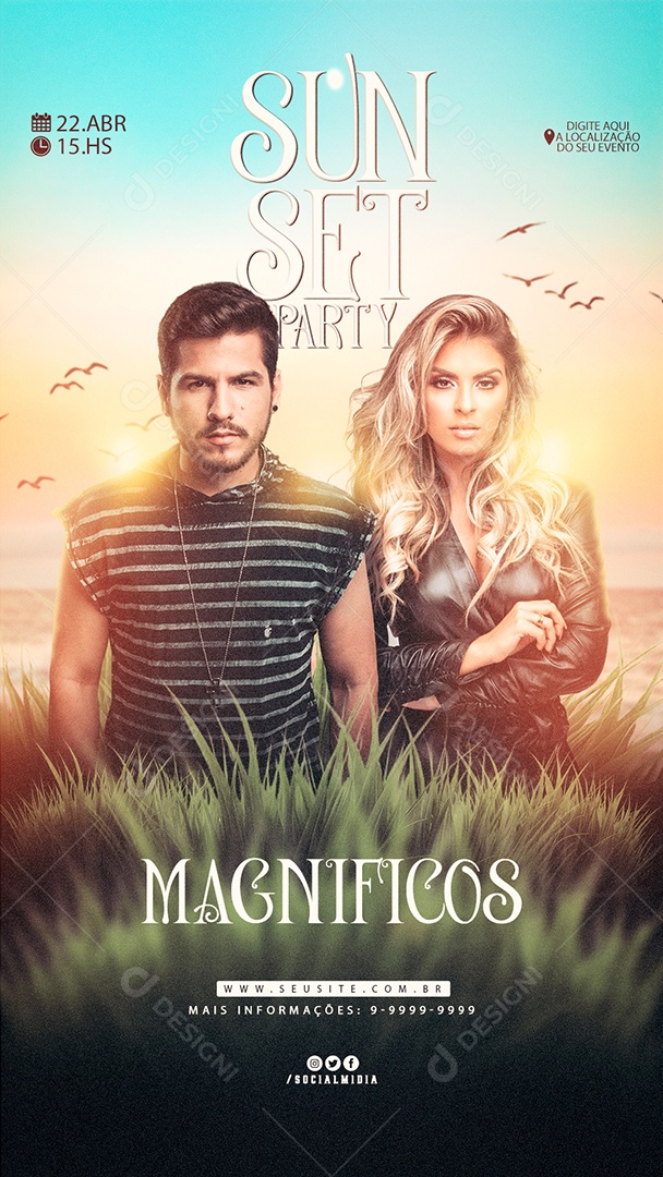 Social Media Story Flyer Evento Sunset Magníficos PSD Editavel