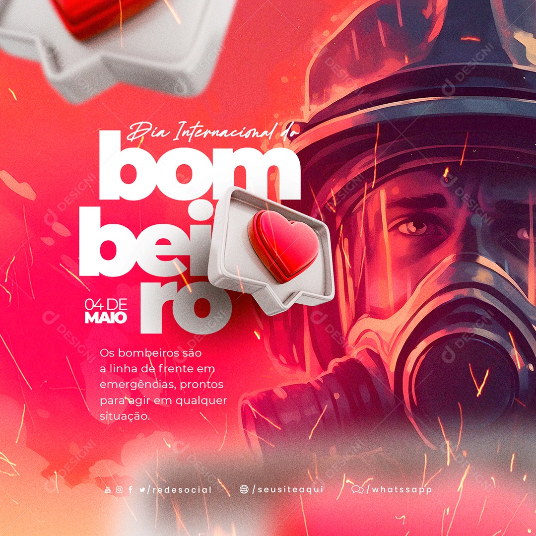 Dia Internacional Do Bombeiro 4 De Maio Social Media PSD Editável