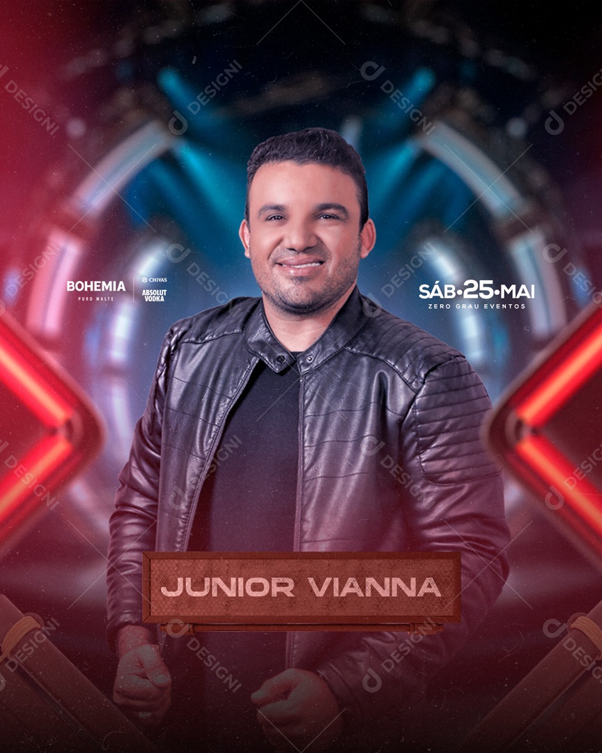 Flyer Show Junior Vianna Social Media PSD Editável