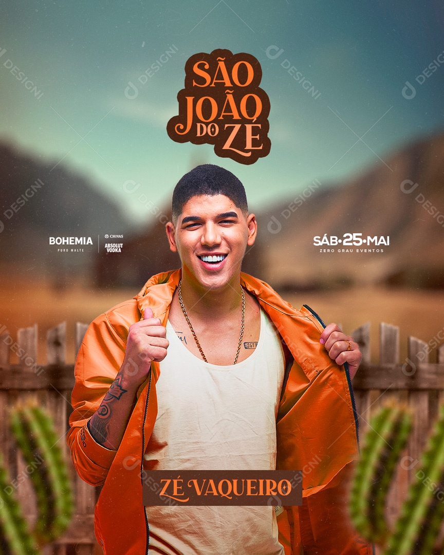 Flyer São João Zé Vaqueiro Social Media PSD Editável