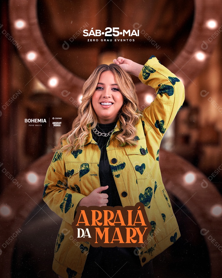 Flyer Arraiá da Mary Fernandes Social Media PSD Editável