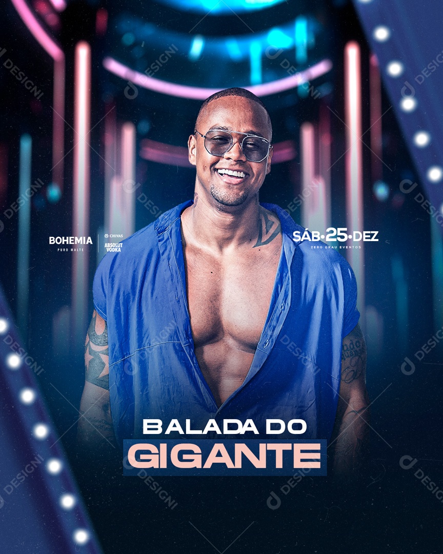 Flyer Balada do Gigante Léo Santana Social Media PSD Editável