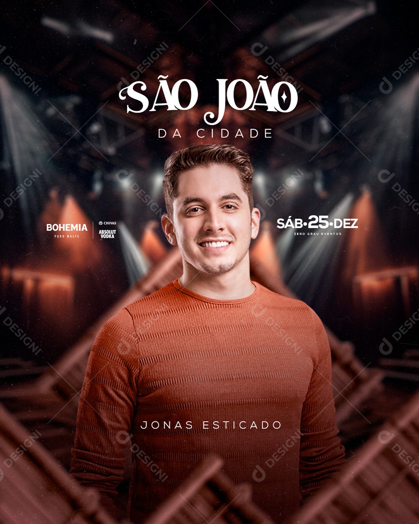 Flyer São João Jonas Esticado Social Media PSD Editável