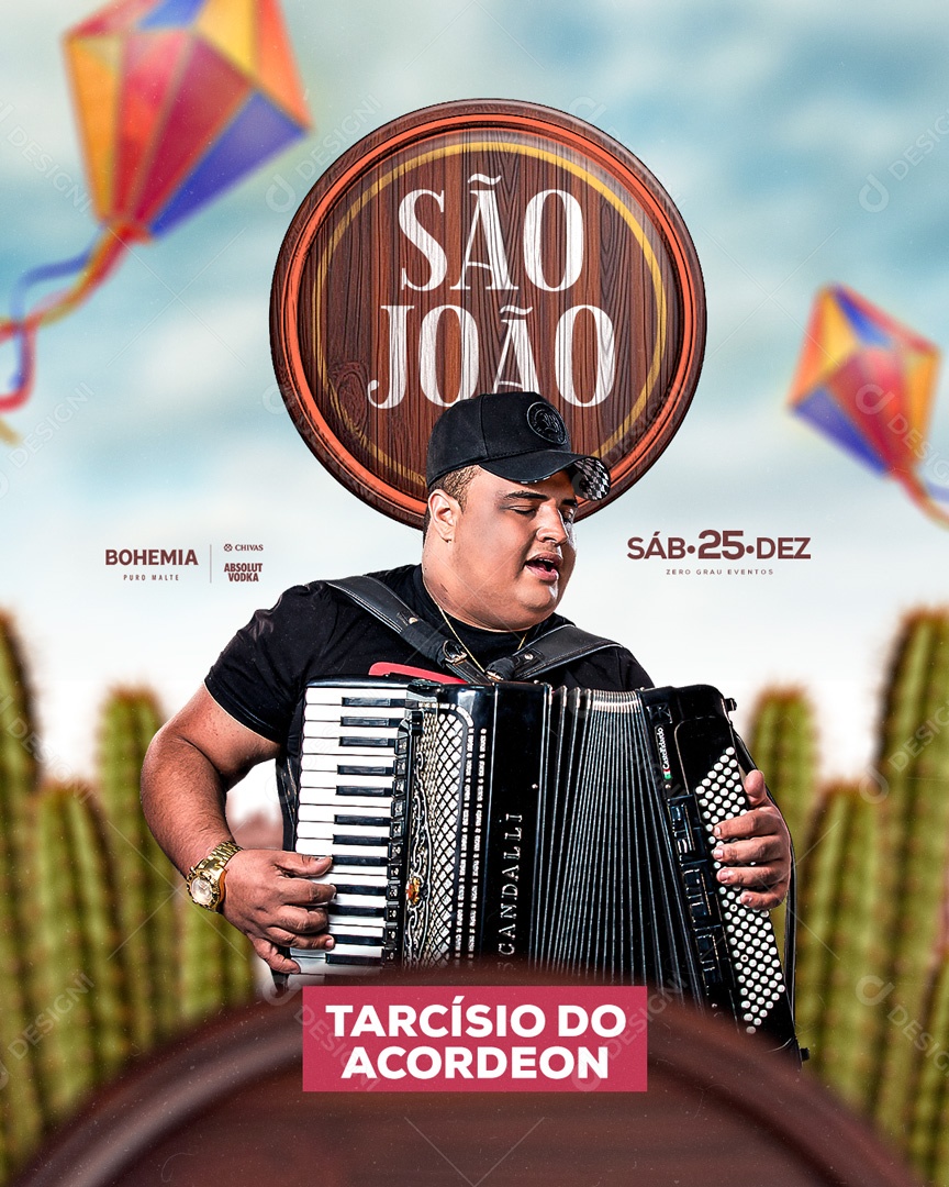 Flyer São João Tarcísio do Acordeon Social Media PSD Editável