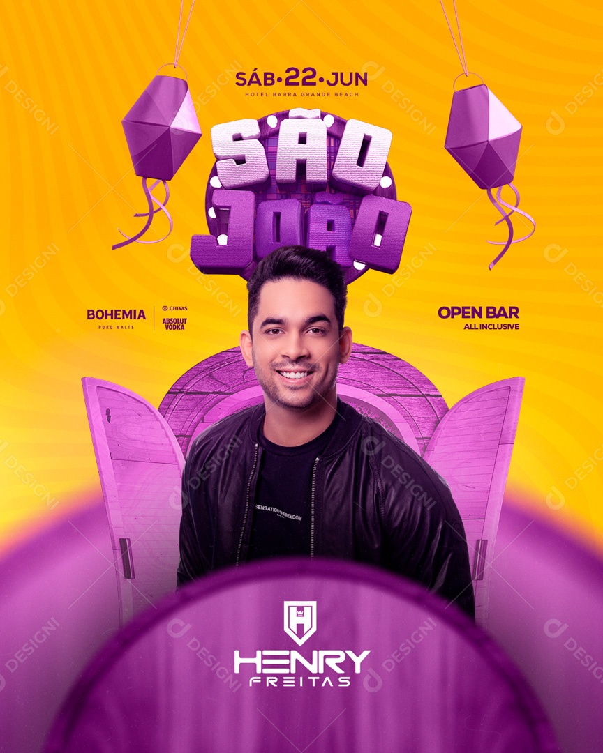 Flyer São João Henry Freitas Social Media PSD Editável