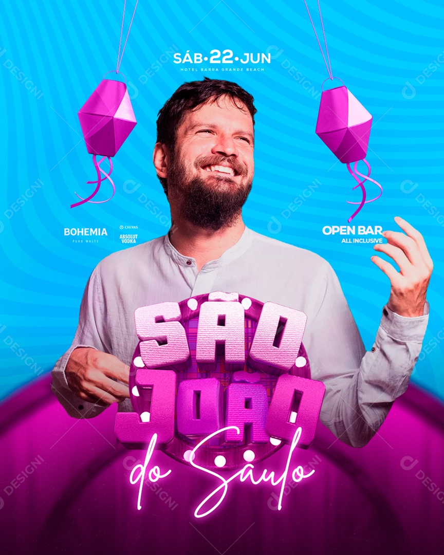 Flyer São João Cantor Saulo Social Media PSD Editável