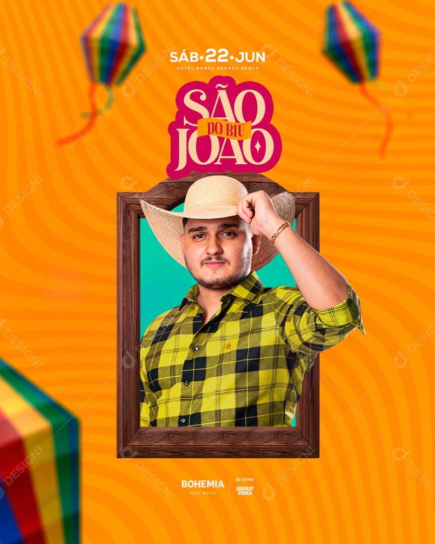 Flyer São João do Biu do Piseiro Social Media PSD Editável