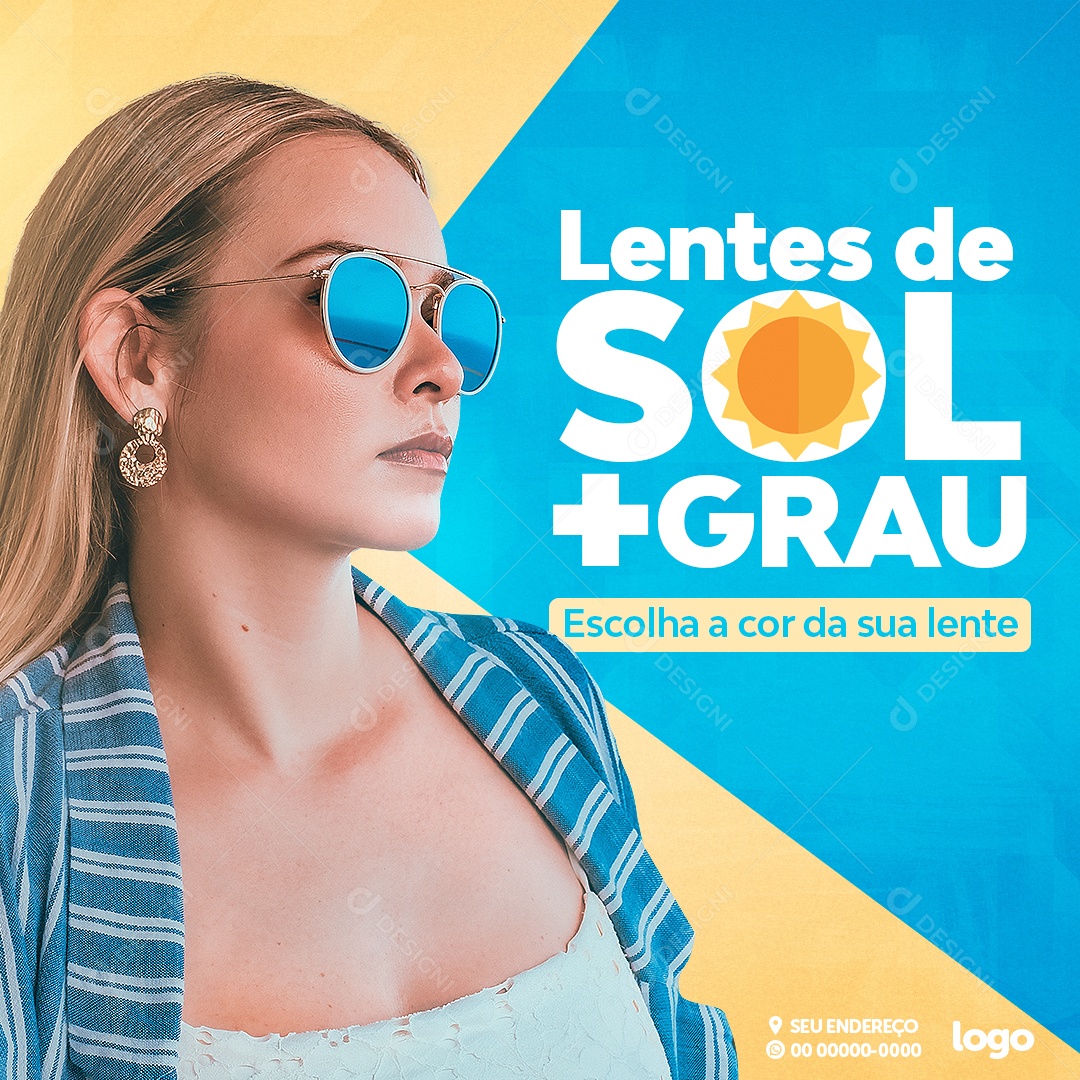 Lentes De Sol + Grau Ótica Social Media PSD Editável