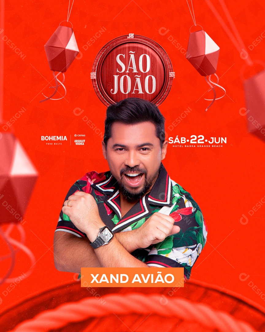 Flyer São João Xand Avião Social Media PSD Editável