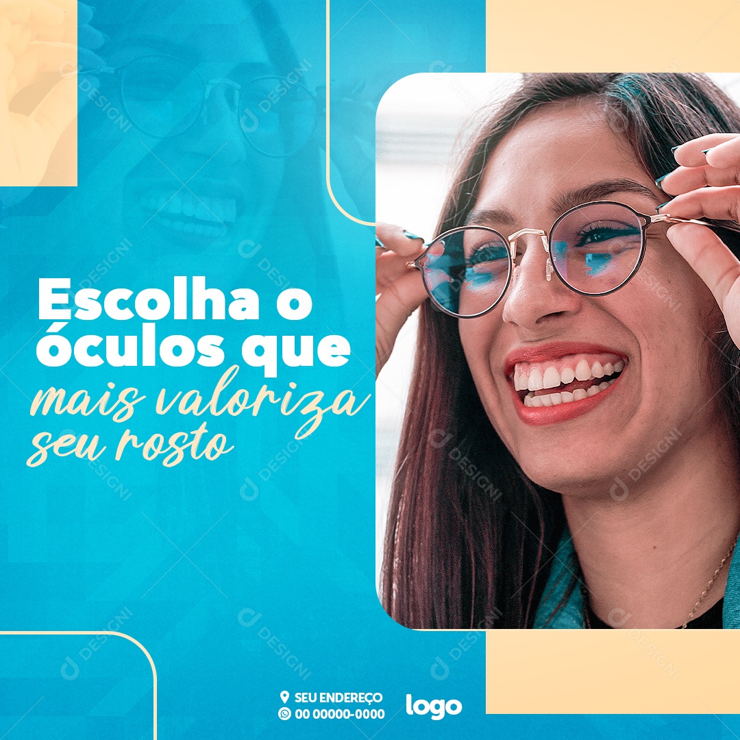 Escolha O Óculos Que Mais Valoriza Seu Rosto Ótica Social Media PSD Editável