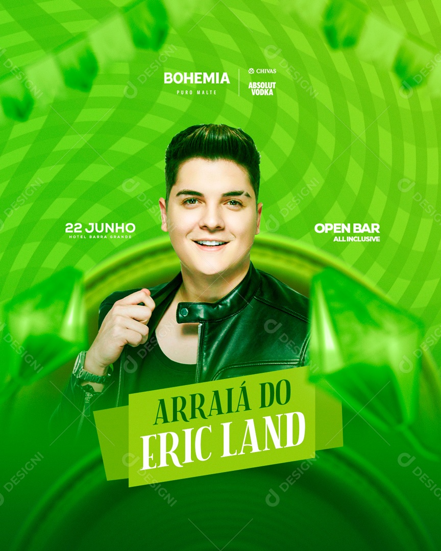 Flyer Arraiá do Eric Land Social Media PSD Editável