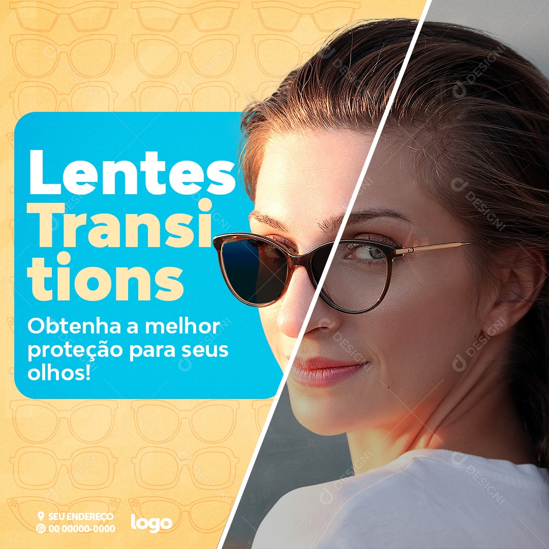 Lentes Transitions Obtenha A Melhor Proteção Para Seus Olhos Ótica Social Media PSD Editável