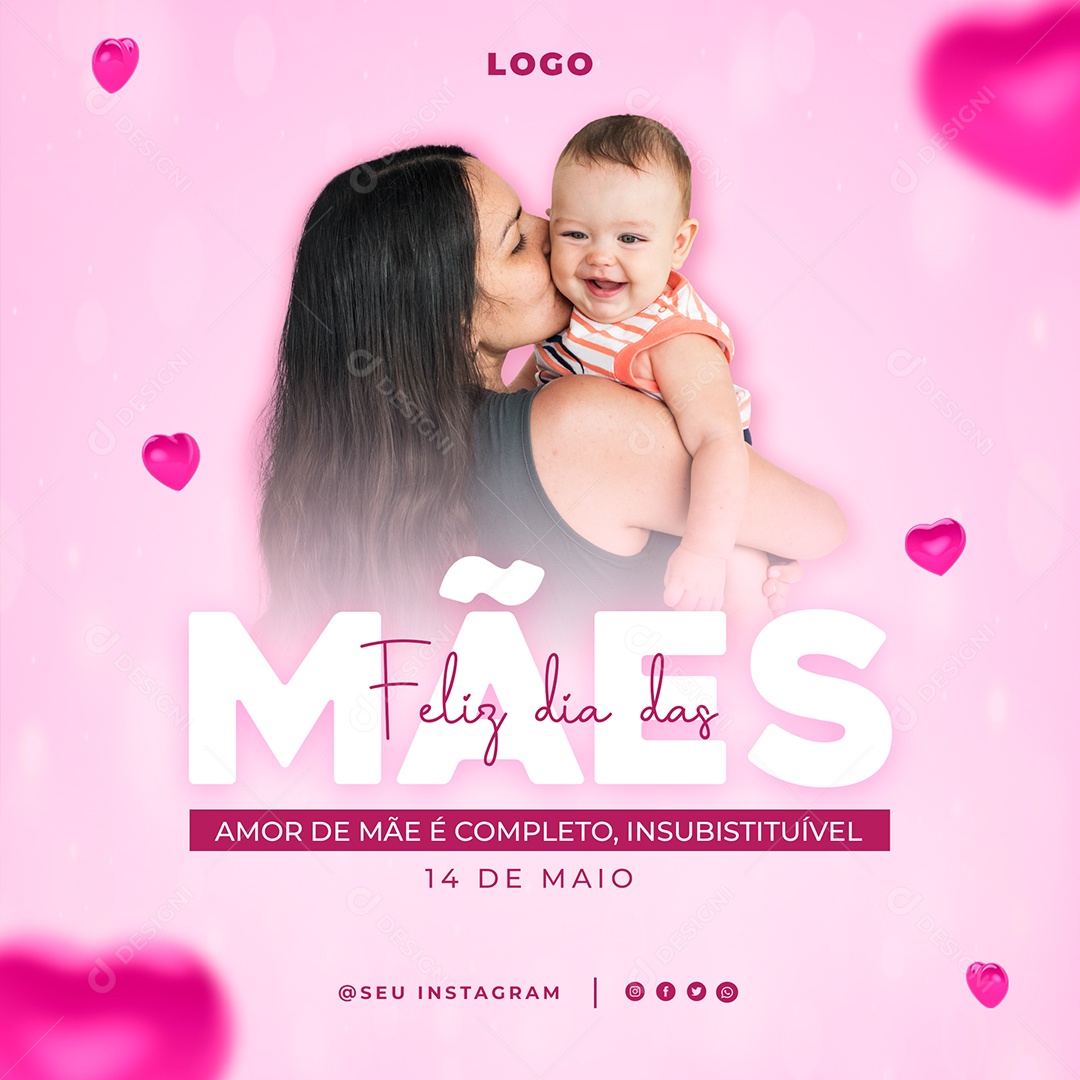 Social Media Dia Das Mães Amor De Mãe E Completo PSD Editável