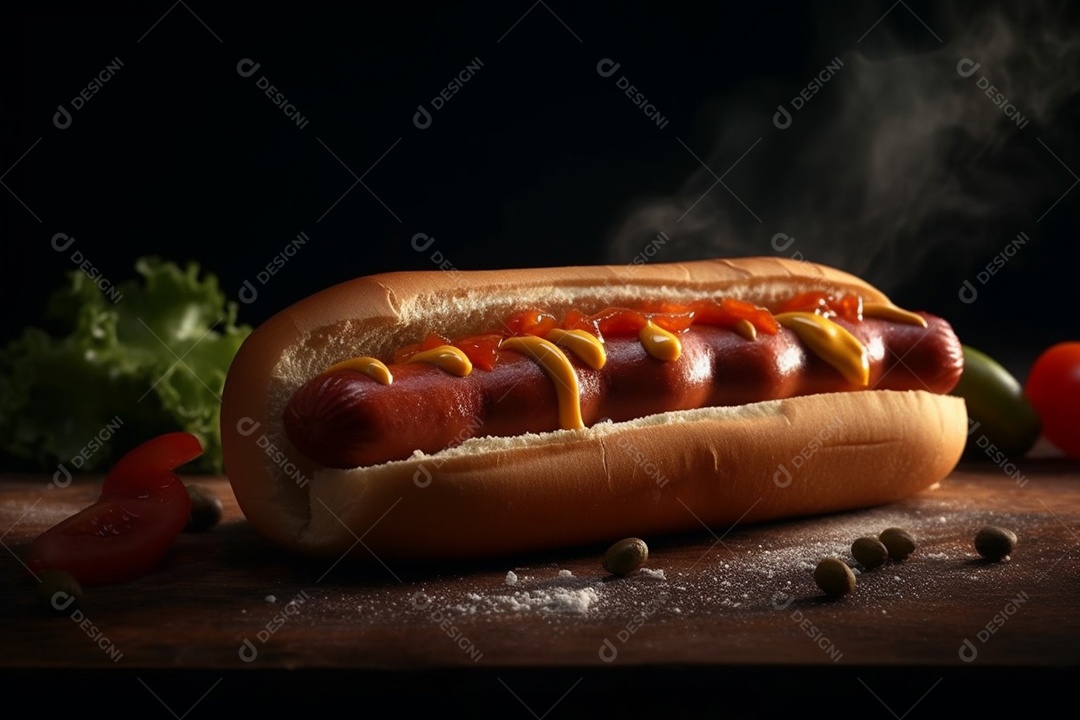 Cachorro quente sobre fundo isolado