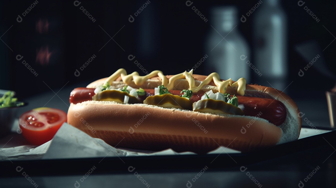 Cachorro quente sobre fundo isolado