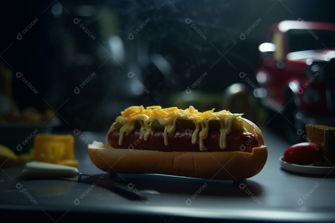 Cachorro quente sobre fundo isolado