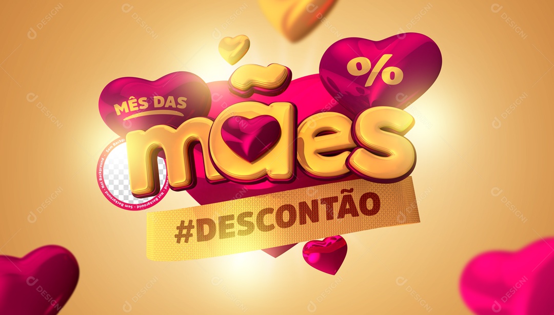 Mês Das Mães #Descontão Selo 3D Para Composição PSD