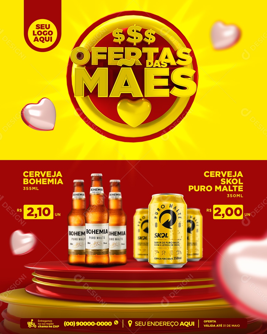 Social Media Ofertas Das Mães Bebidas PSD Editável