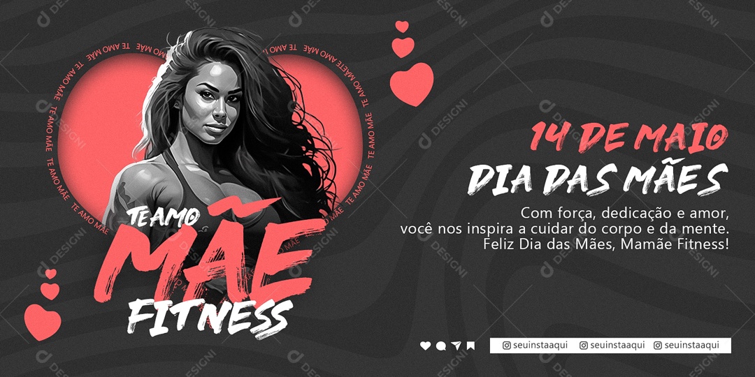 Social Media Banner Academia Dia Das Mães 14 De Maio PSD Editável