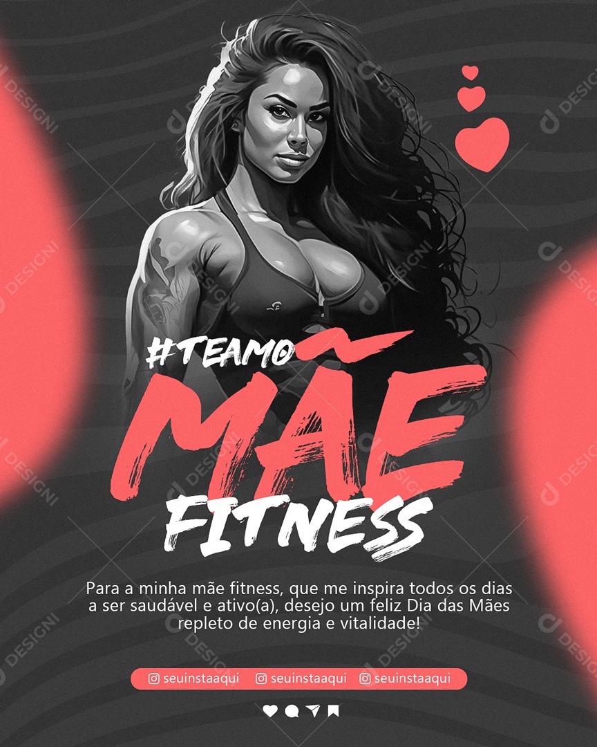 Social Media Feed Academia Dia Das Mães Te Amo Mãe Fitness PSD Editável