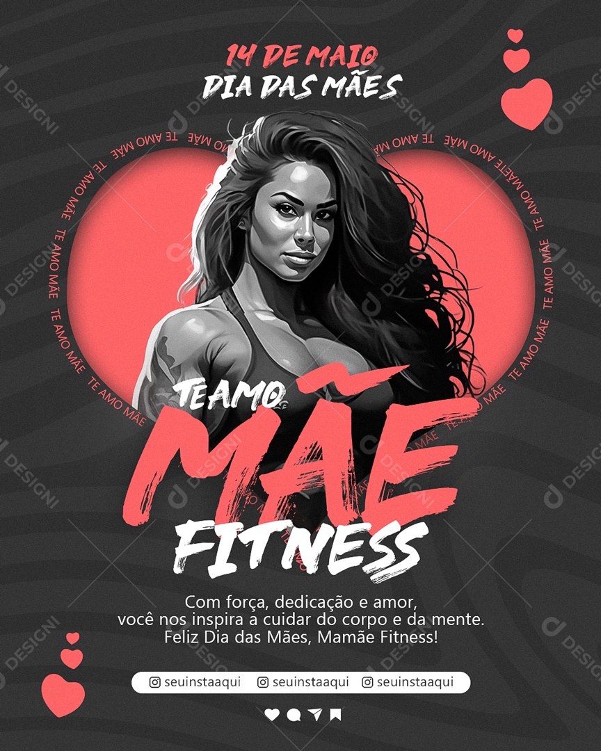 Social Media Feed Academia Dia Das Mães 14 De Maio PSD Editável