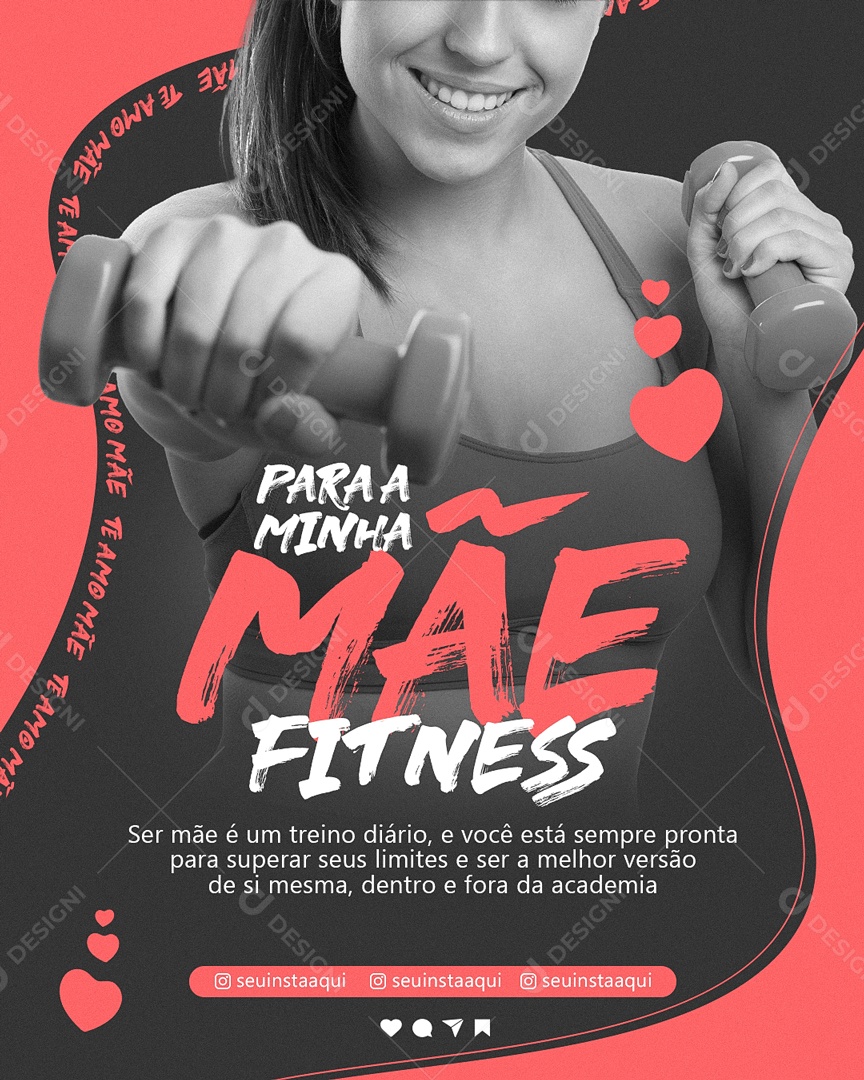 Social Media Academia Dia Das Mães Para Minha Mãe Fitness PSD Editavel