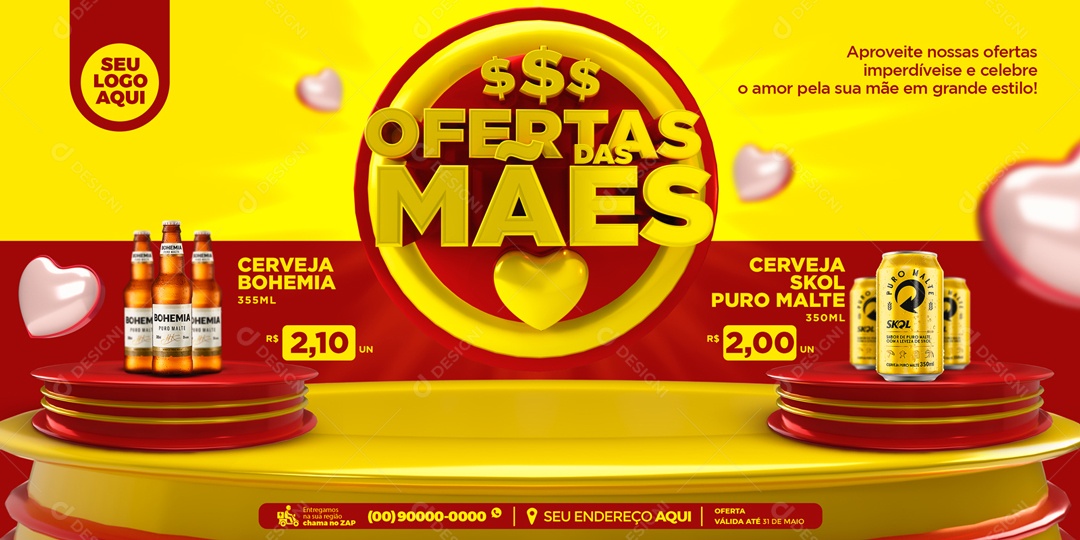 Social Media Banner Ofertas De Dia Das Mães Cerveja PSD Editável