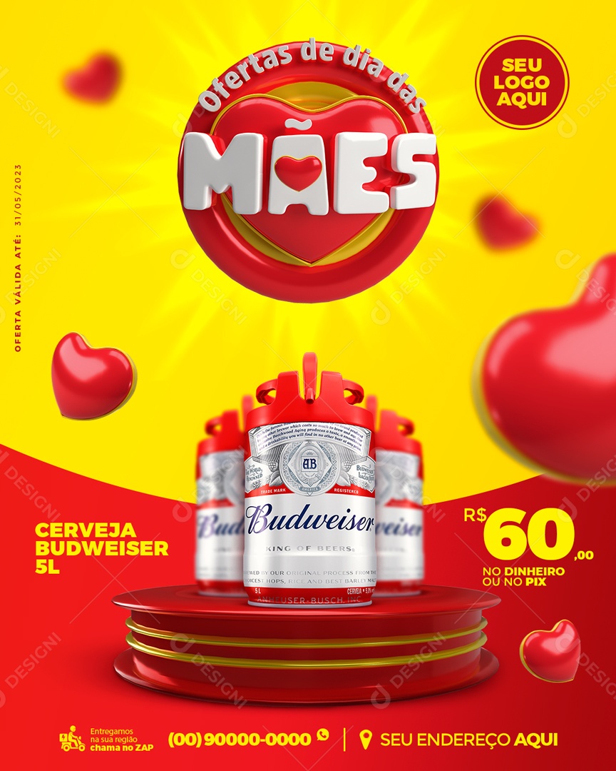 Social Media Ofertas De Dia Das Mães Cerveja PSD Editavel