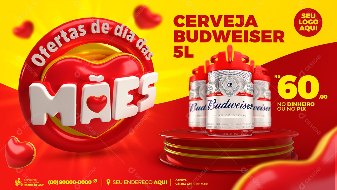 Social Media Banner Ofertas De Dia Das Mães Cerveja PSD Editavel