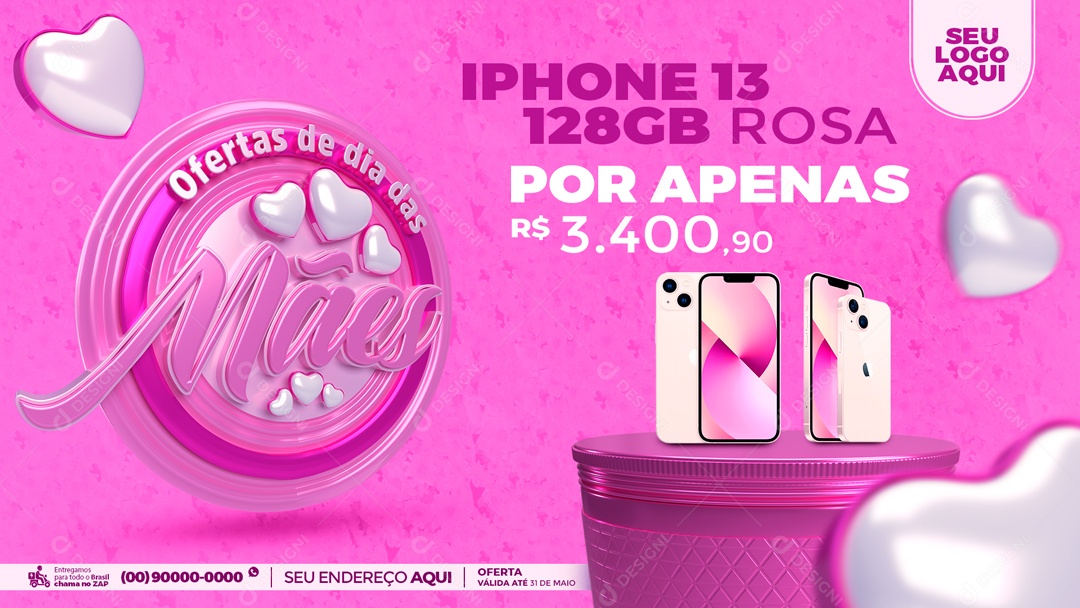 Social Media Banner Ofertas De Dia Das Mães Aparelho Smartphone PSD Editável