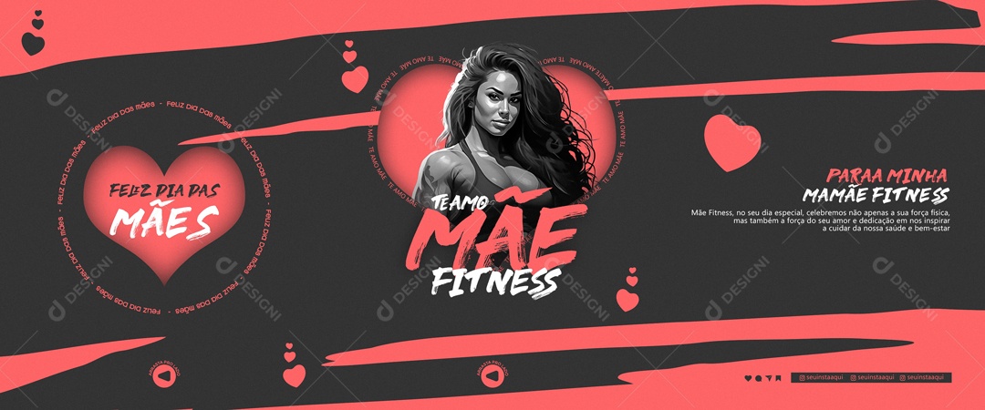 Social Media Carrossel Feliz Dia Das Mães Academia PSD Editável