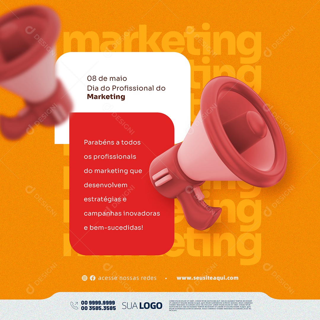 Dia do Profissional de Marketing Digital Social Media PSD Editável