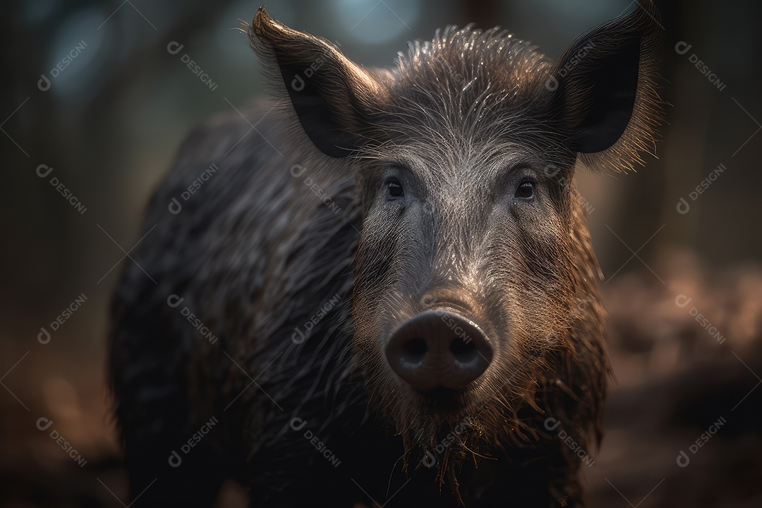 Javali bonito e selvagem fundo bonito fundo de savana gerado por IA