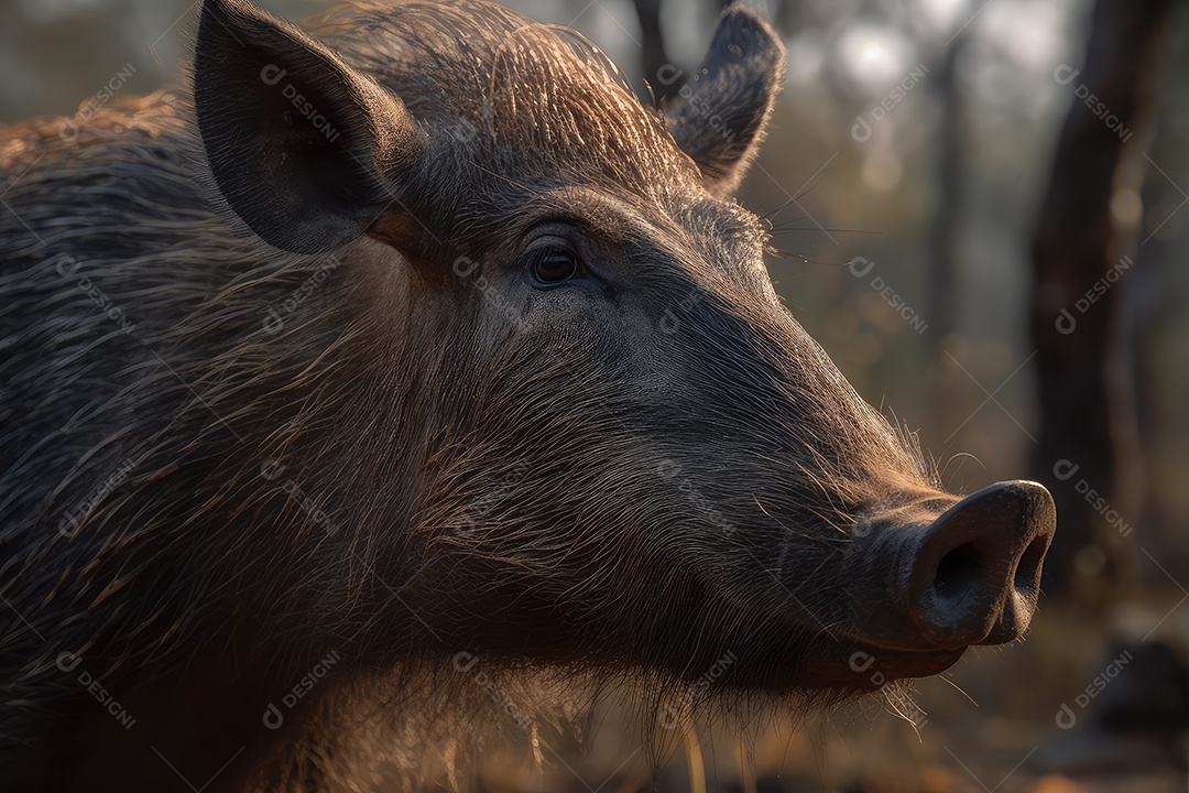 Javali bonito e selvagem fundo bonito fundo de savana gerado por IA