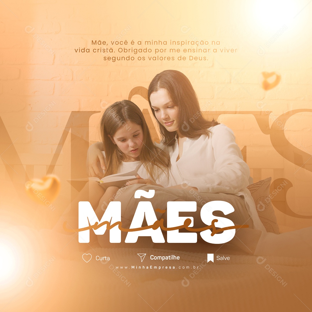 Mãe Você é a Minha Inspiração Na Vida Cristã Dia Das Mães Social Media PSD Editável